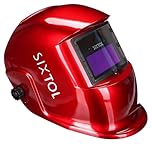 SIXTOL WELDING MASK 2 - Casque de soudage solaire à assombrissement automatique - Masque de soudage - Fonction ponçage - Large ombre 4/9-13 - Casque de soudage pour TIG MIG ARC - Rouge