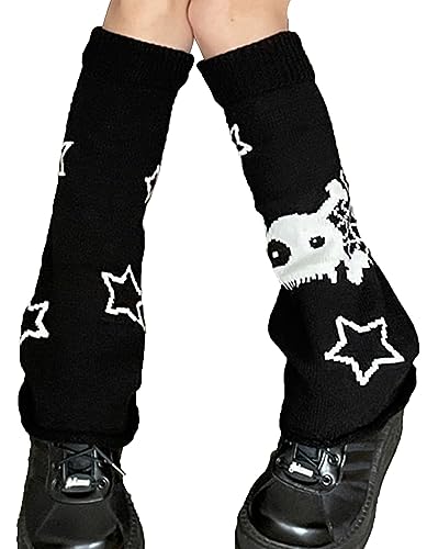Image of WODECASA Girls Kawaii Leg Warmers Knitted Flared Leg Sleeves Goth Crochet Baggy Cuff Ankle Heap Socks