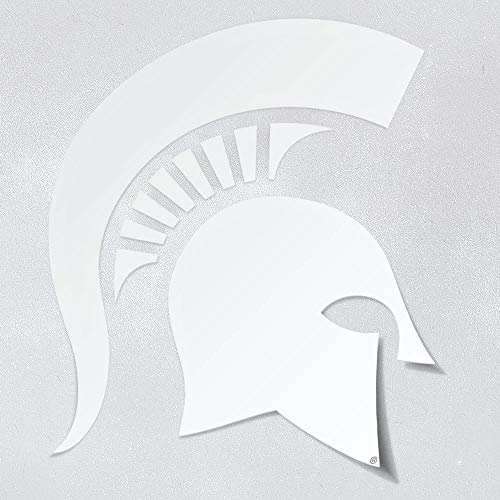 Image of Collegiate NCAA Car Decal Made from Premium Weatherproof Vinyl (Michigan State Spartan Helmet - White)