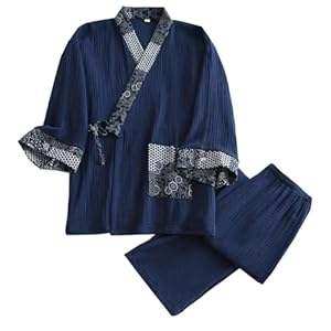 OWLONLINE Pyjama Kimono Japonais Plus Size pour Homme (Taille XL, A)