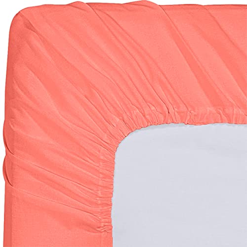 Utopia Bedding Queen Fitted Sheet - Bottom Sheet - Deep Pocket - Soft Microfiber -Shrinkage And Fade Resistant-Easy Care -1 Fitted Sheet Only (Coral) #TOP5