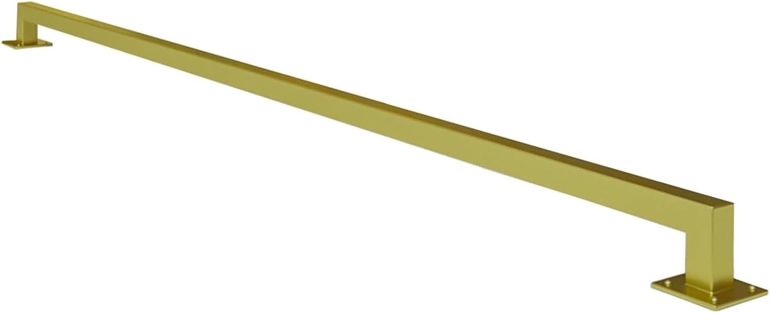 Industrial Square Stair Railing Handrail - Complete Kit. Staircase Balustrade Bracket Black/Gold/White Metal Wrought Iron Wall Support/Non-Slip Handrails.1FT~20FT (Color: Gold, Size: 1ft)