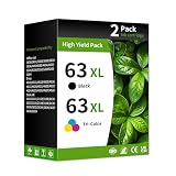 63XL Ink Cartridge Combo Pack Compatible for Hp 63XL Ink Cartridges Latest Upgrade Work with HP OfficeJet 3830 4650 5255 5258 5200 Envy 4520 4512 4510 DeskJet 1112 2130 3630 3632 (2 Pack Black Color)