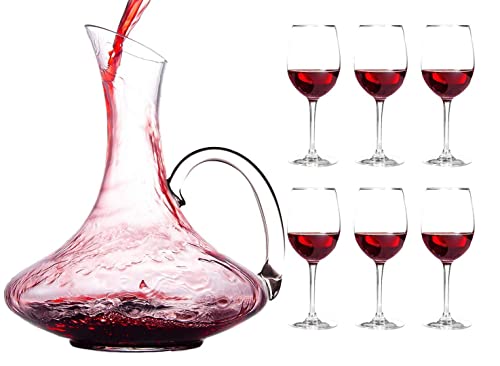 Chef's Star Weindekanter-Set mit Stielgläsern, mit Griff und 6 Gläsern, 1,7 l Cover