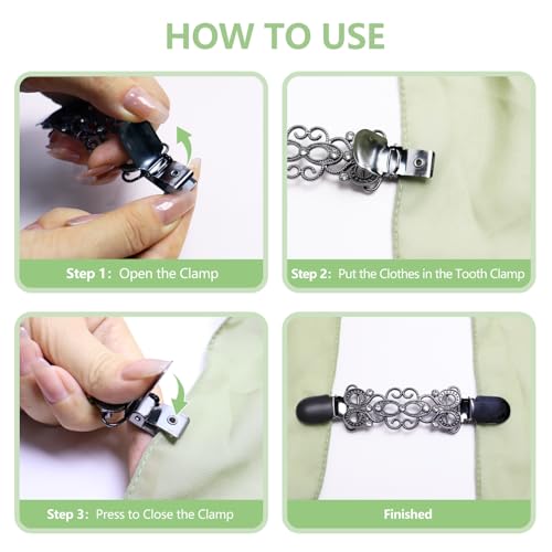 2 Pcs Sweater Clips Waist Cinch Clips Vintage Dress Clip Back Cinch Shawl Cardigan Collar Clip to Tighten Dress Pant Waist Tightener for Women(Classic)3