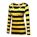 OThread & Co. Women's Long Sleeve Striped T-Shirt Scoop Neck Tee (Medium, Yellow&Black)