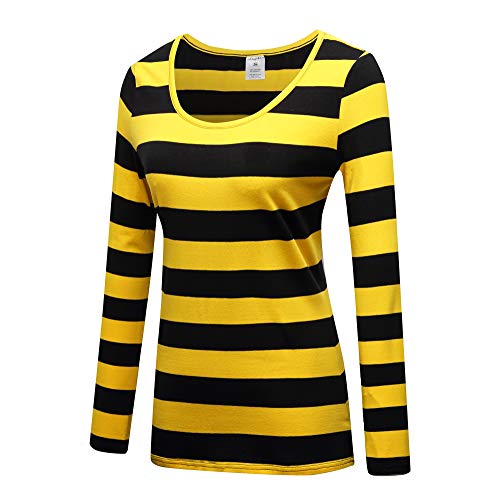 OThread & Co. Women's Long Sleeve Striped T-Shirt Scoop Neck Tee2