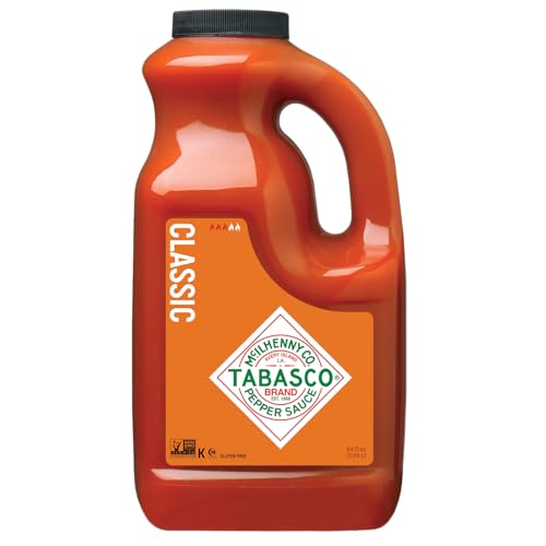 Image of TABASCO Brand Original Red Pepper Sauce, Hot, 64 Oz Bulk Jug (1-Pack) | Value Size Hot Taco Sauce, Three Simple Ingredients, Dash on Eggs & Seafood, Great Wings & Pizza Sauce, Oyster Sauce & More