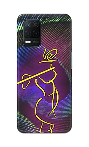 Image of PRINTFIDAA Lord Krishna On Peacock Feather Hard Back Cover for Realme 8 5G / Realme Narzo 30 5G / Realme 8S 5G / Realme V13 5G Back Cover -(P6) KAT1007