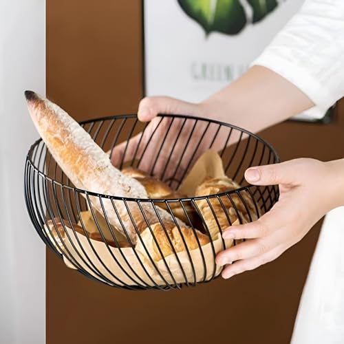 GWEOBZ Tigela de frutas de bancada, cesta de arame para frutas, pães, legumes, fruteira de metal par