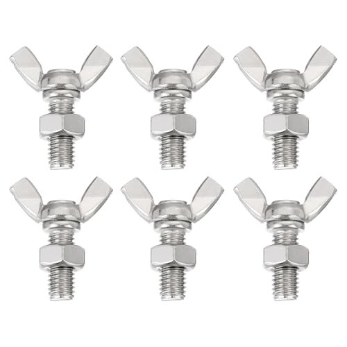 QUARKZMAN 6pz Viti Farfalla a Ali M8-1.25x20mm Con 6pz Dadi, Viti Farfalla a Mano in Acciaio Inossidabile 304, Viti Farfalla a Mano a Testa a Farfalla