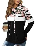 Angerella Camo Hoodies for Women Cotton Pullover Hooded Sweatshirt Long Sleeve Camouflage Shirts wit