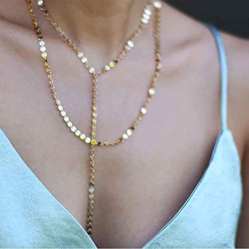 Preisvergleich Produktbild Jovono Bohemian - Mehrschichtige Halskette mit Pailletten für Damen und Mädchen