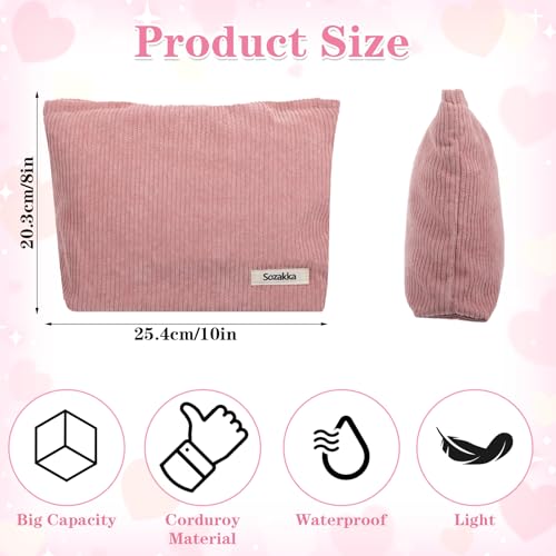 8 Pcs Corduroy Makeup Bags 10 x 7 Inches Cosmetic Bag Large Velvet Travel Aesthetic Pouch Travel Makeup Organizer Toiletry Bag for Purse Accessories Cosmetics Pouch for Women, 8 Colors2