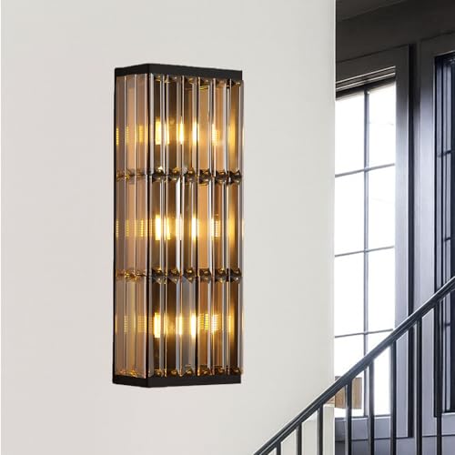 Image of Rustic Black Wall Sconce with Glass Vintage Antique Wall Light Fixture Retro Farmhouse Mid Centry Wall Sconce for Bedroom, Living Room, Mirror, Fireplace