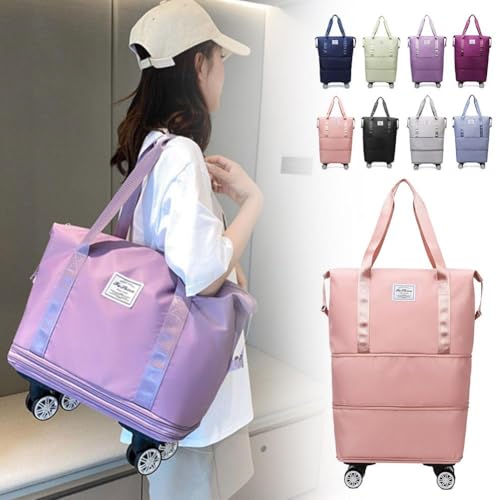 Foldable Travel Bag with Wheels,Large Capacity Rolling Duffle Bag with Detachable Wheels and Adjustable Shoulder Strap, Luggage Bag for Gym,Camping,Travel or Business Trip2