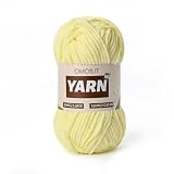 Plush Chenille Chunky Crochet Yarn - Baby Yarn for Crocheting Soft - Velvet Yarns Knitting for Blankets Crafts - Fluffy Amigurumi Yarns 100g / 131yd (Lemon Yellow)