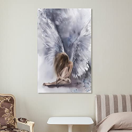 Tomart Aesthetic Poster Female Angel Watercolor Art Poster Angel Guardian Canvas Painting Wall Art Poster For Bedroom Living Room Decor 20X30Inch(50X75Cm) Frame-Style-1 #TOP6