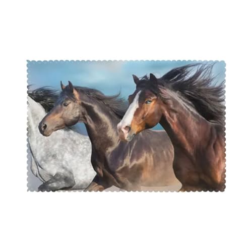 Sets de table chevaux blancs lavables et antidérapants pour protéger votre table