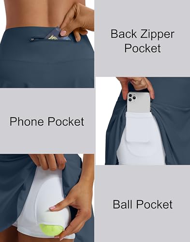 Image of Women's High Waist Pleated Tennis Skirt with 4 Pockets Lightweight Athletic Golf Skorts Skirts for Running Workout