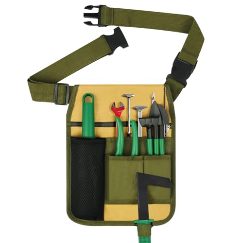 Aucuu Sac Ceinture de Jardinage, Unisexe Fleuriste Taille Sac de Ceintures, Ceinture Réglable avec Pochettes à Outils, Sacs de Rangement Outils pour Jardin,Réparation de Clôture,Réparation de Toiture
