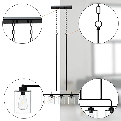 TURBO SII (Bulb Included 5-Light Kitchen Island Light, 42" Farmhouse Linear Lighting Chandelier Bulbs Included for Dining Room Pool Table Pendant Light, Oil Rubbed Bronze with Clear Seeded Glass - Image 8