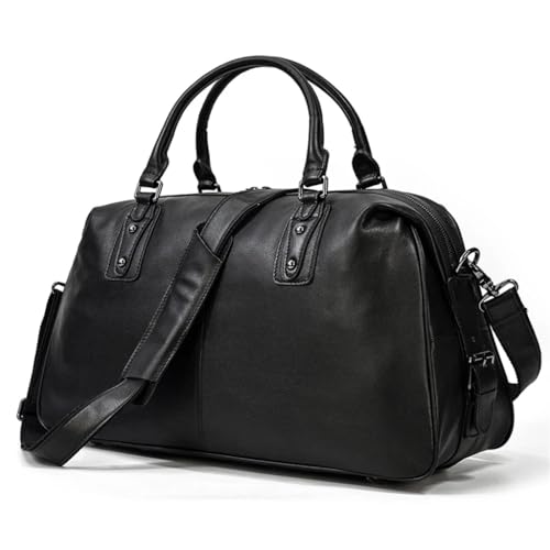 HBJWOV Travel Bag Men's Black Cowhide Women's Duffel Bag Large Travel Duffel Bag Handheld Duffel Bag