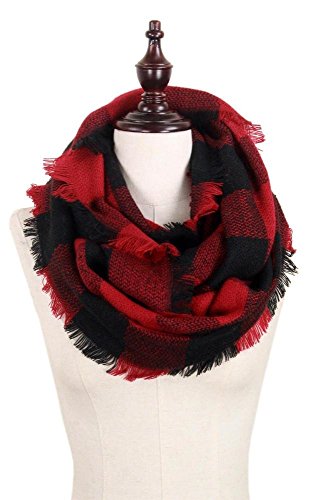 CCFW Women Buffalo Plaid Woven Tartan Checker Block Infinity Scarf Cashmere Feel2