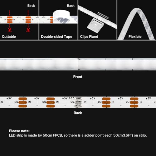 Tira LED RGB direccionable 6.5FT 160 LED/m BTF-LIGHTING miniatura 5