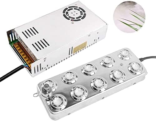 H HUKOER Mist Maker,Fogger,10 Head Ultrasonic Mist Humidifier,110V Mist Maker, Fogger Humidifier with Transformer,for Gardening and Pond Use (10 Head Ultrasonic)