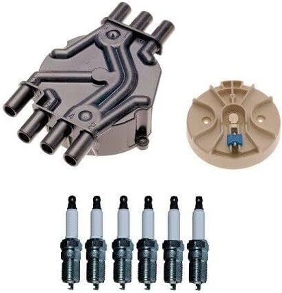 Replacement Distributor Rotor Cap and Spark Plugs Kit for Chevy P30 GMC P3500 V6 4.3L