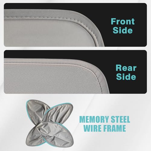 Image of BestEvMod Foldable Roof Sunshade Compatible with 2022-2025 2026 Rivian R1S Accessories Upgraded Heat Reflective Tech Accessories Sunroof Reflective Sun Shade(Front Only Grey)