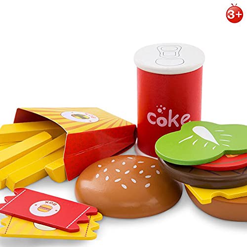 D.o.t Wooden Fast Food Burger Fries Deluxe Dinner Set - 26 Pcs #TOP1