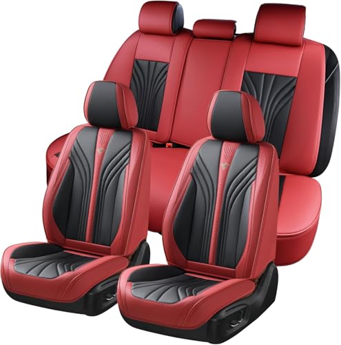 Fundas para asientos de coche FLORICH de 5 piezas impermeables en negro y rojo para SUV y sedán