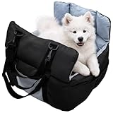 Sécurité et Protection - Design semi-fermé pour rassurer et apaiser l'anxiété, Fabriqué en polyester résistant aux griffes, il protège aussi les sièges de la voiture, Une boucle de sécurité intégrée se fixe au harnais pour empêcher le chien de bouger, Fond anti-dérapant