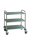 neoLab 2-7074 Edelstahl-Transportwagen, 3 Etagen, 94 cm x 50 cm x 92 cm