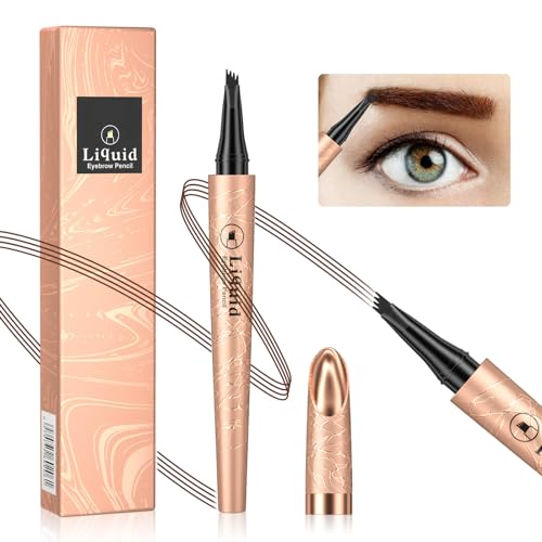 Ursoulney Eyebrow Pen - Microblading Eyebrow Pencil Eyebrow Color With Micro 4 Point Lift & Brow Pen Snatch, Long-Lasting Waterproof Eyebrow Pencils for Women (Dark Brown)