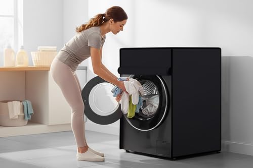 Image of Stylista Washing Machine Cover Compatible for IFB 6.5 Kg Fully-Automatic Front Loading Elena ZX Black Solid