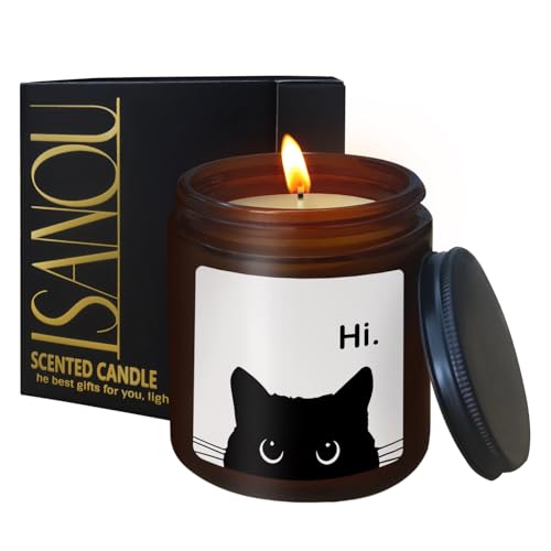 Cat Candle Gift for Cat Lovers Cedar Scent