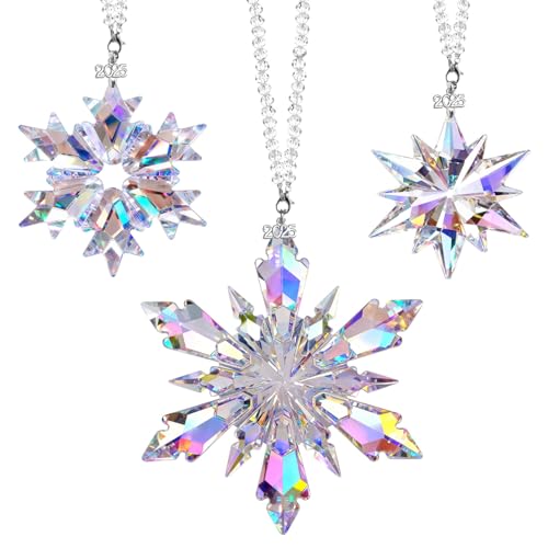 Lanpn 2025 Weihnachten Kristall Ornamente 3 STK, Jährliche...
