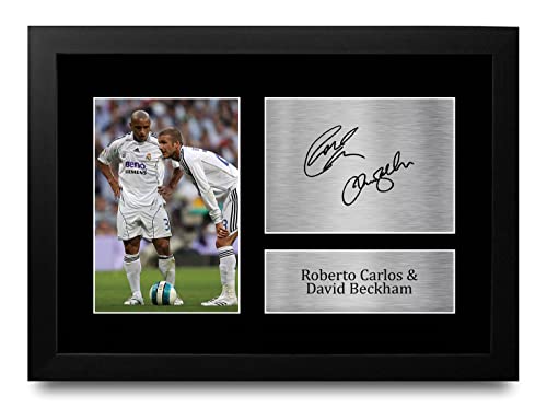 Photo signée Roberto Carlos Real Madrid décoration murale fan foot