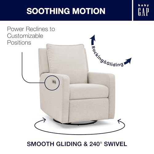 Image of babyGap Harlowe Power Recliner with USB-A and Type-C Ports by Delta Children - Greenguard Gold Certified - Stain-Resistant Performance Fabric is Oeko-TEX Standard 100 Certified, Sand