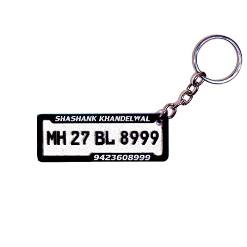 Image of Generic Custom Real 4D Rectangular Number or Name Plate Keychain For Bike Key Chain or Custom Car Keychain | Acrylic