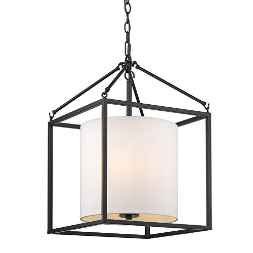 🔥 Golden Lighting 2243-3P BLK-MWS Manhattan Pendant, Matte Black