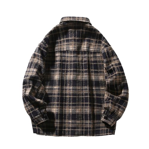 Cambkatl Men's Loose Long Sleeve Flannel Plaid Shirts - 2025 Fall Casual Button Down Lapel Gingham Cardigan Shirt4