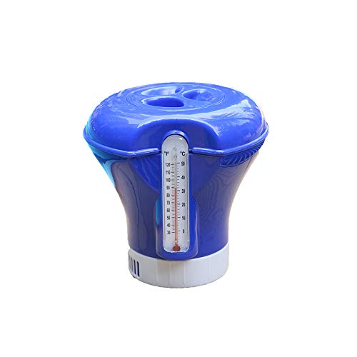 Floating Swimming Pool Chemical Chlorine Dispenser with Thermometer,Super Powerful Cleaning Maintenance for Hot Tubs,Spas and Fountains,8 in