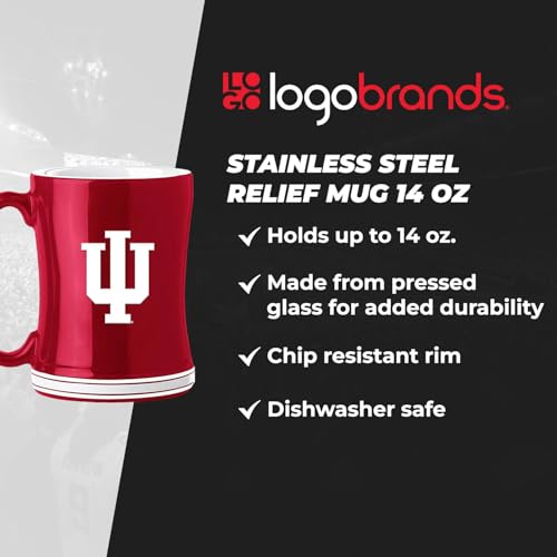 Image of Logo Brands NCAA Indiana Hoosiers 14oz Ceramic Relief Mug with Team Logo and Elongated Handle
