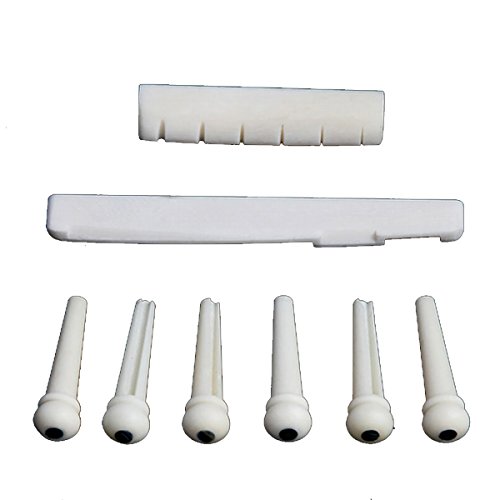 1set of Acoustic Guitar Bone Bridge Pins & Saddle & Nut High Quality