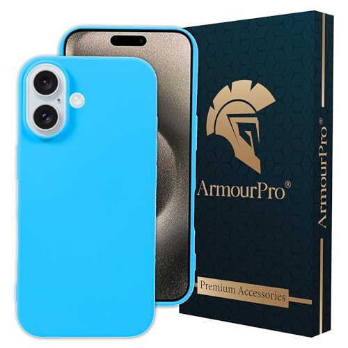 Image of ArmourPro Silicone Back Case for iPhone 16 Soft-Touch Case | Bright SkyBlue