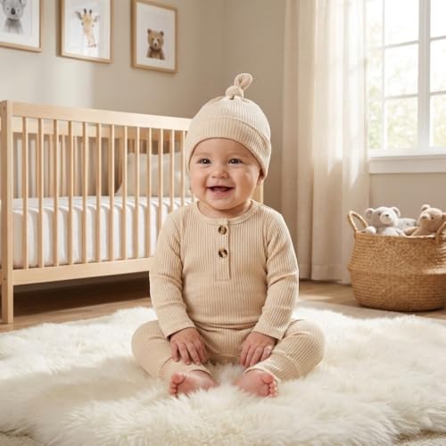 Image of CIYCUIT Newborn Baby Boy Girl Romper Clothes Infant Solid Ribbed Onesie Bodysuit Jumpsuit Outfits